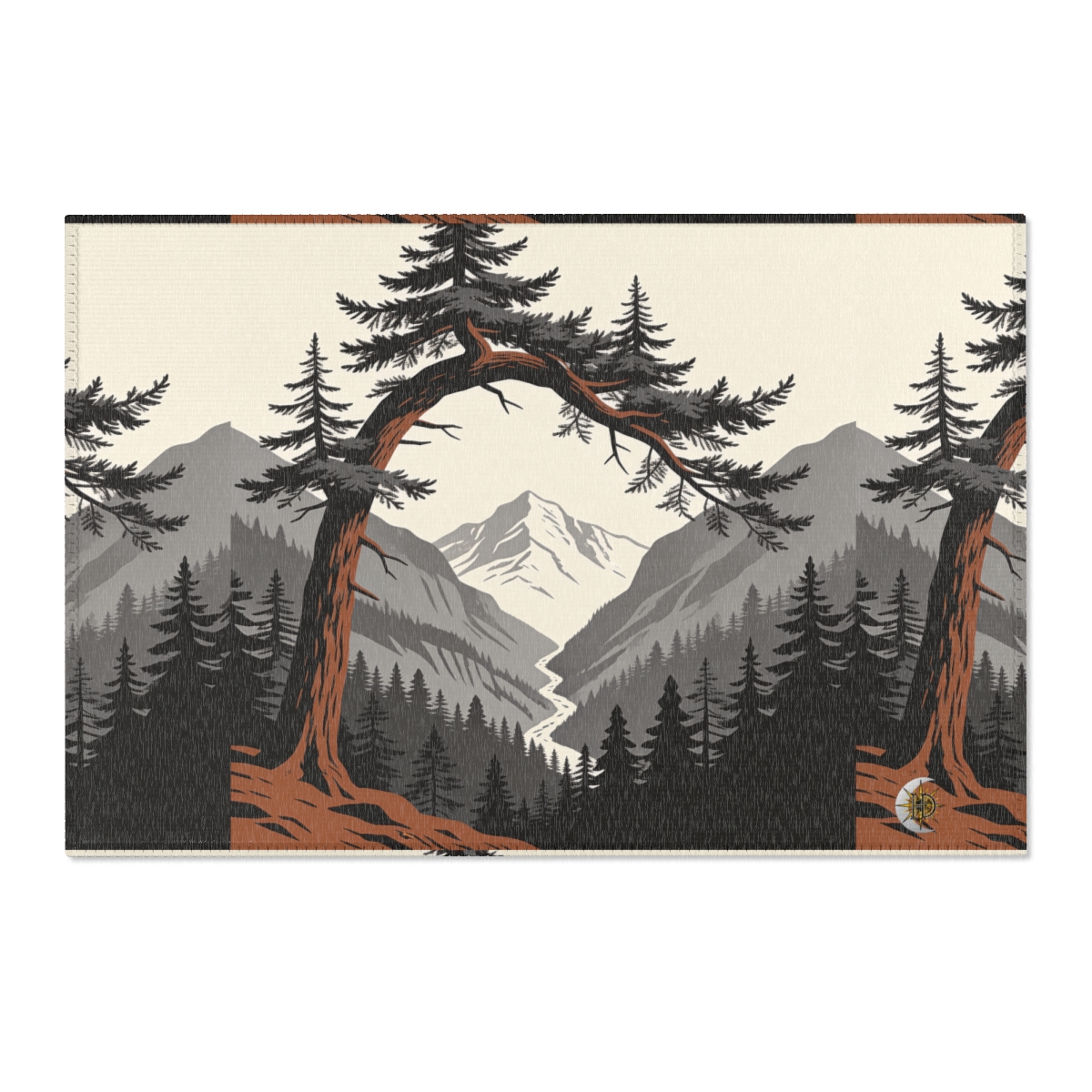 HD Alpine Pine Arch Polyester Chenille Area Rug — additional view