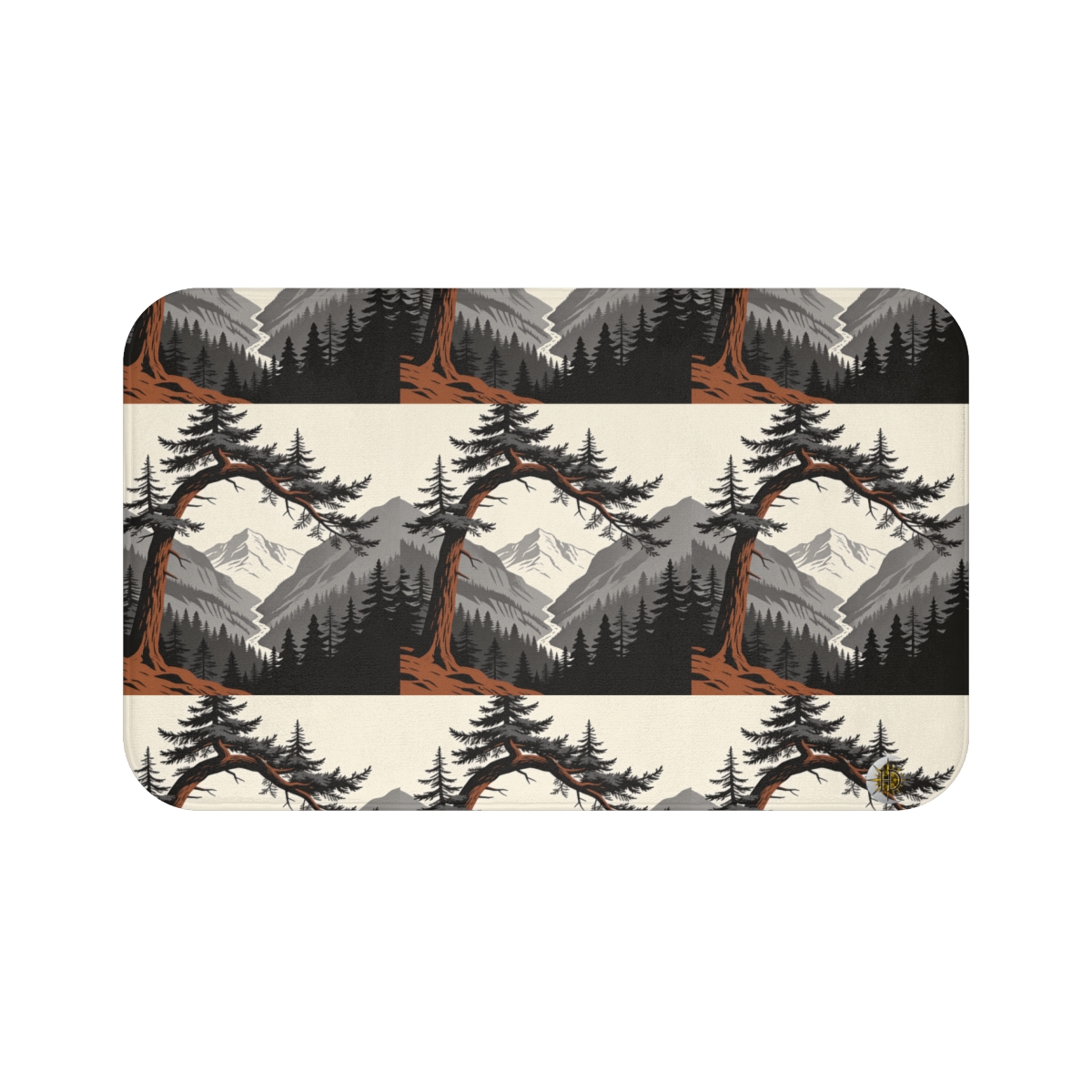 HD Alpine Pine Arch Memory-Foam Bath Mat