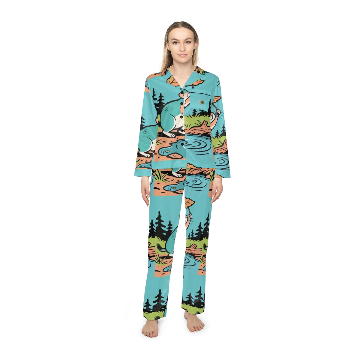 HD Leafshade Companion Women’s Satin Pajama Set, other view.