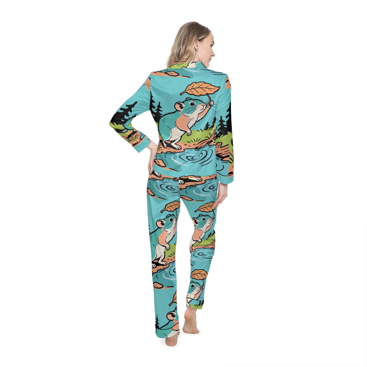 HD Leafshade Companion Women’s Satin Pajama Set, other view.