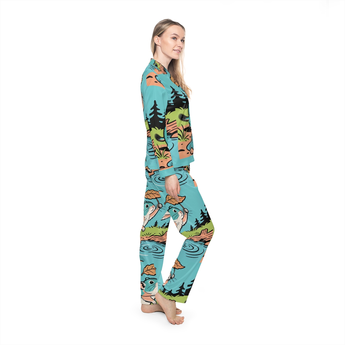 HD Leafshade Companion Women’s Satin Pajama Set, other view.
