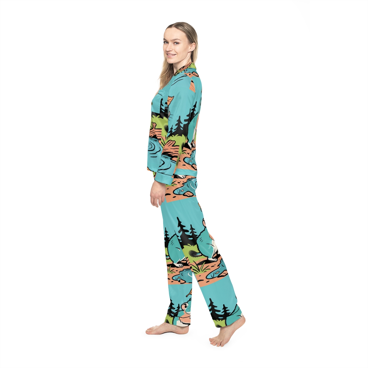 HD Leafshade Companion Women’s Satin Pajama Set, other view.