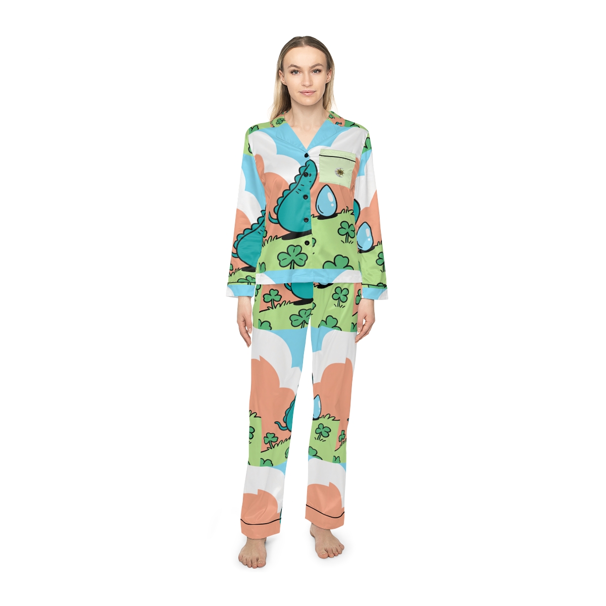 HD Dewdrop Dreamer Women’s Satin Pajama Set, other view.