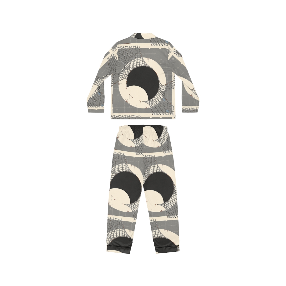 HD Silver Mesh Eclipse Women’s Satin Pajama Set, other view.
