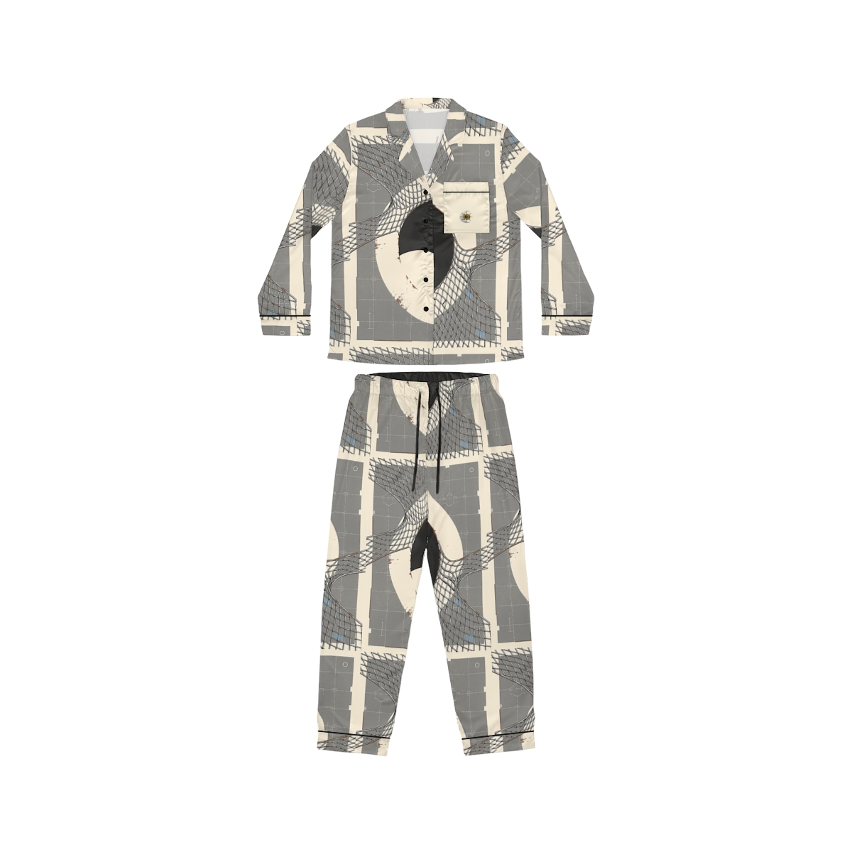 HD Silver Mesh Eclipse Women’s Satin Pajama Set