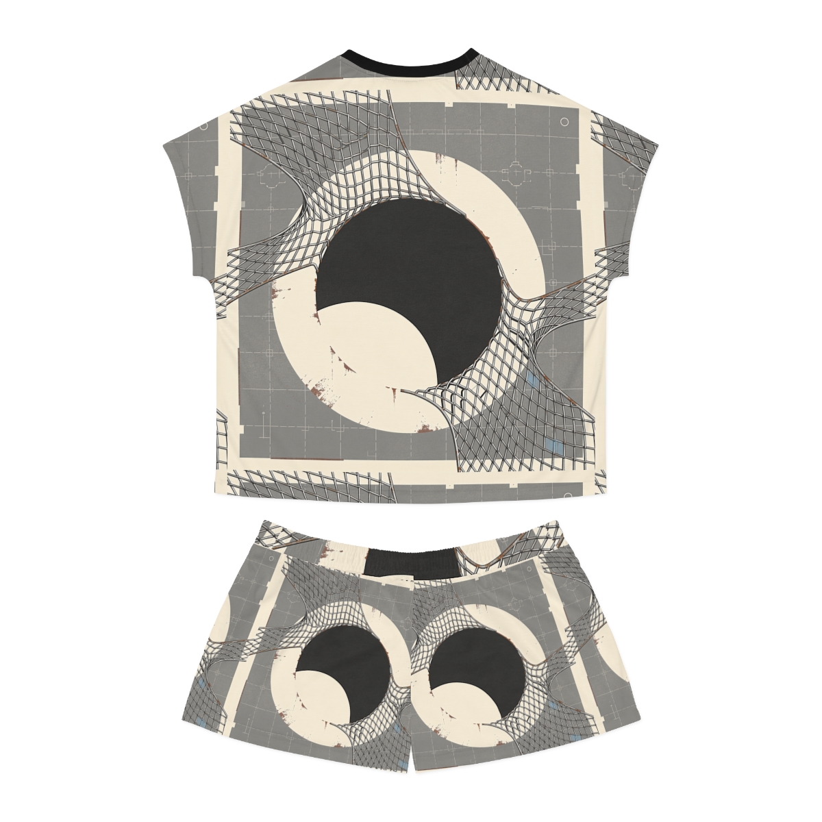HD Silver Mesh Eclipse Women’s Short Pajama Set, other view.