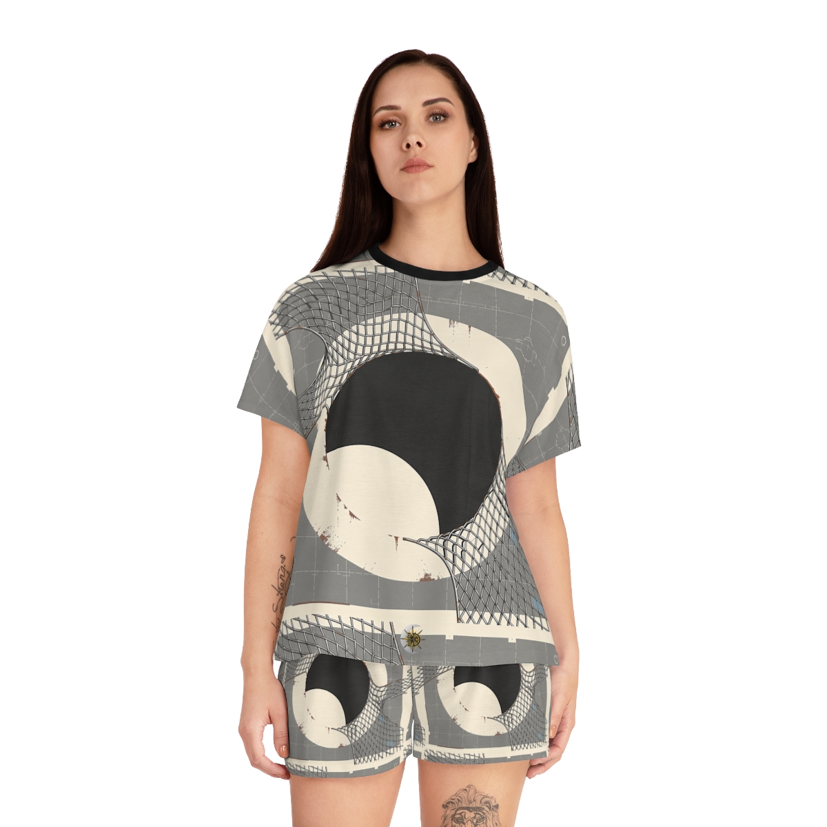 HD Silver Mesh Eclipse Women’s Short Pajama Set, other view.