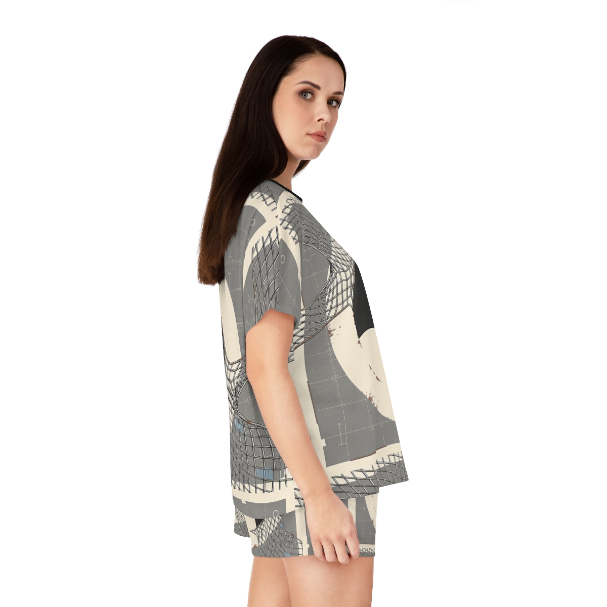 HD Silver Mesh Eclipse Women’s Short Pajama Set, other view.
