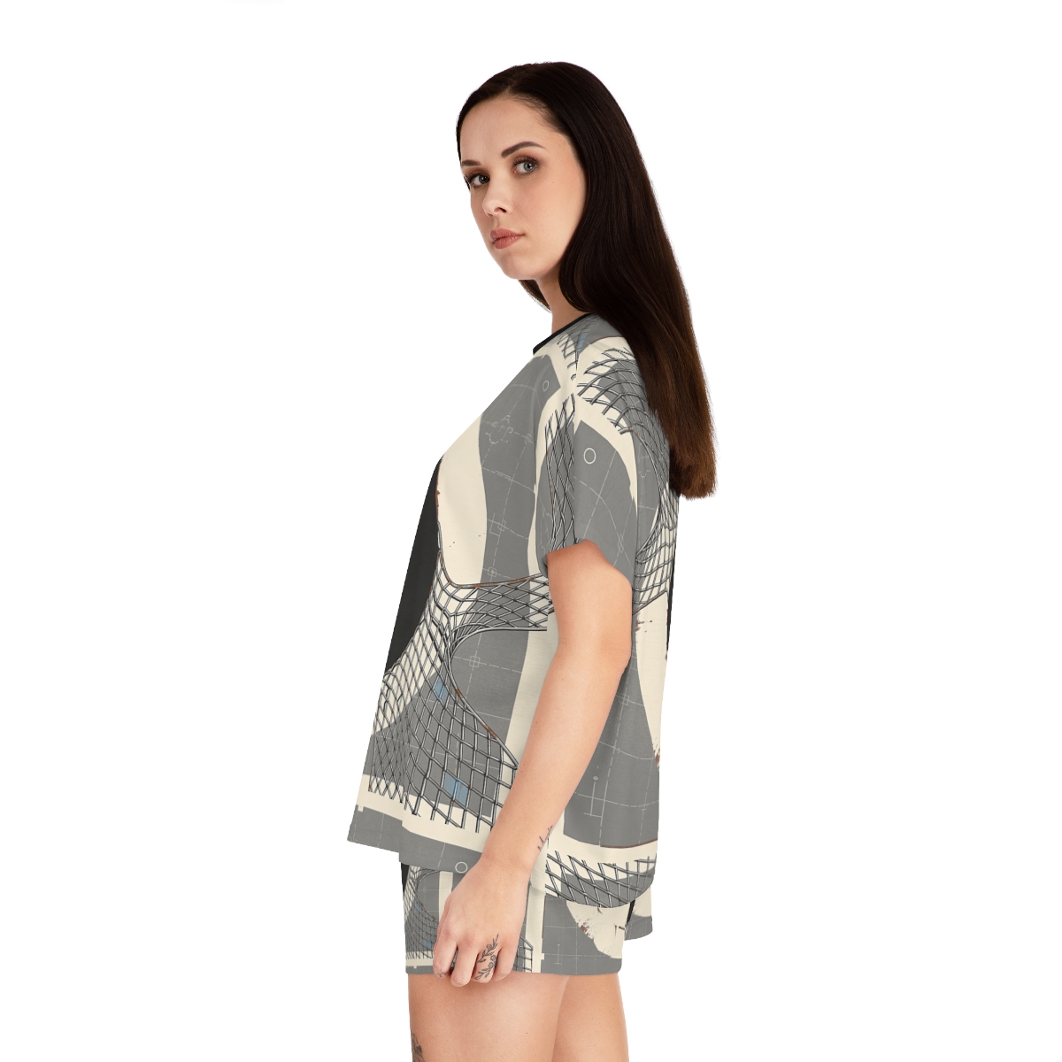 HD Silver Mesh Eclipse Women’s Short Pajama Set, other view.