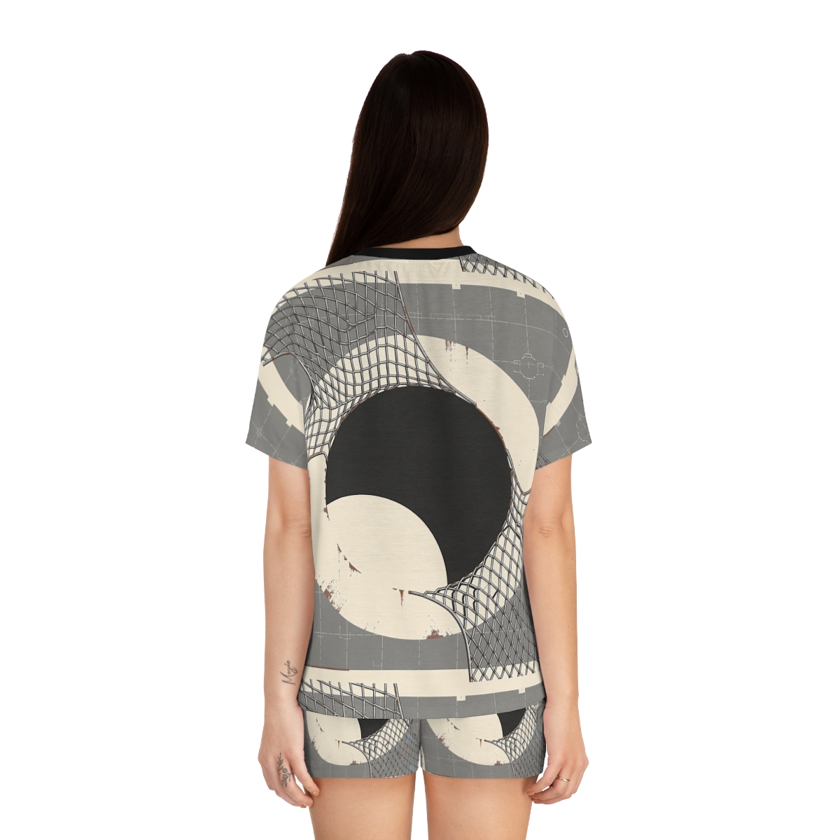 HD Silver Mesh Eclipse Women’s Short Pajama Set, other view.