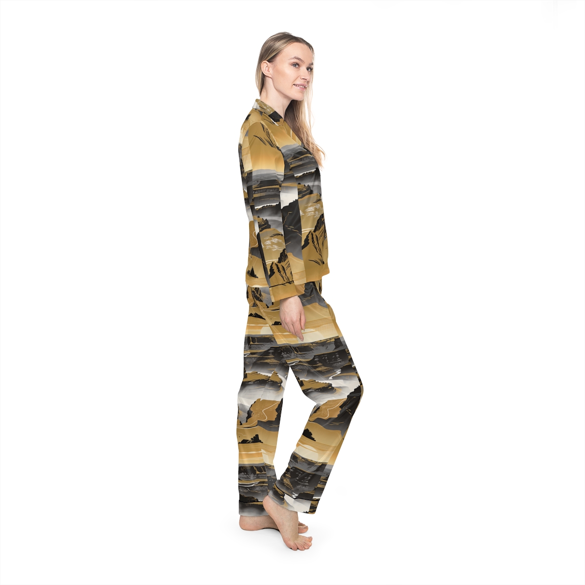HD Golden Canyon Mist Women’s Satin Pajama Set, other view.