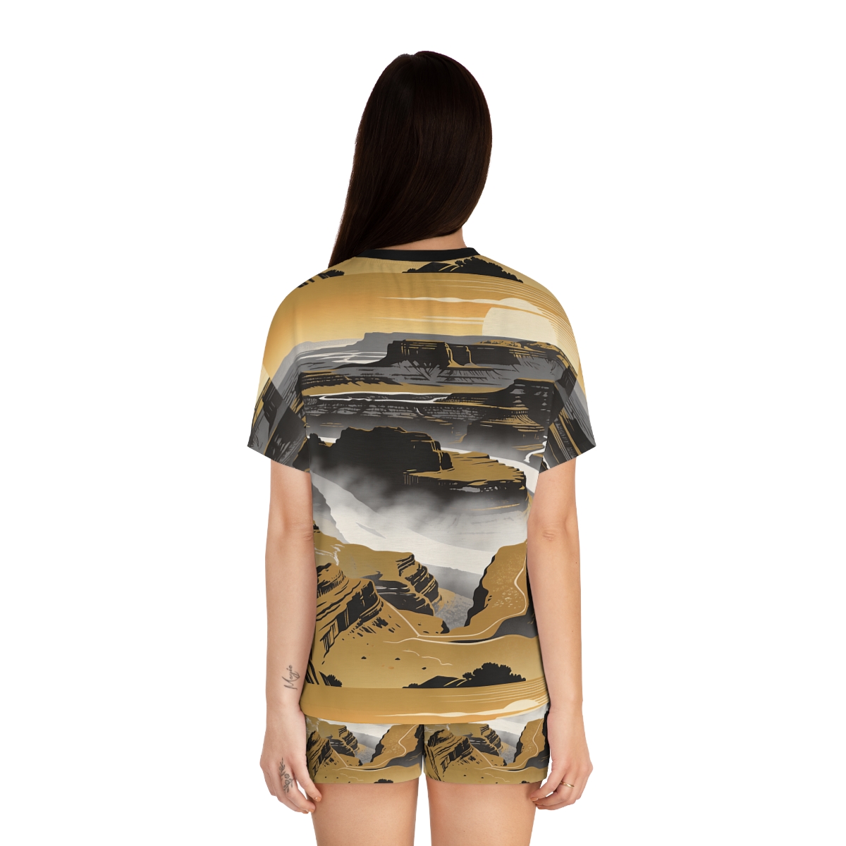 HD Golden Canyon Mist Women’s Short Pajama Set, other view.