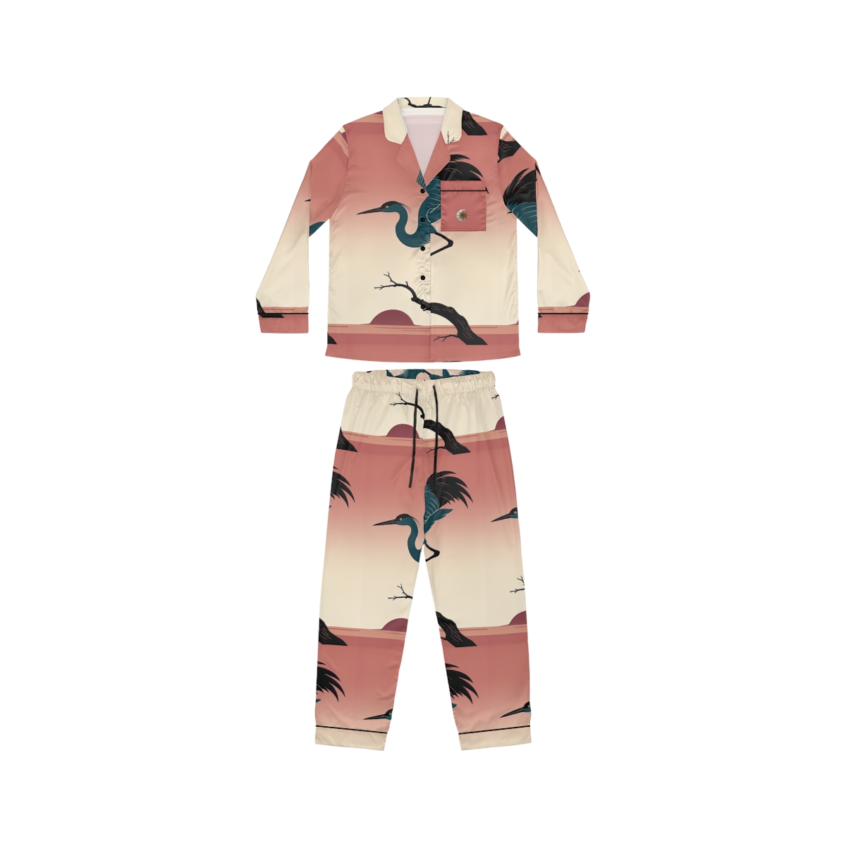 HD Twilight Heron Women’s Satin Pajama Set