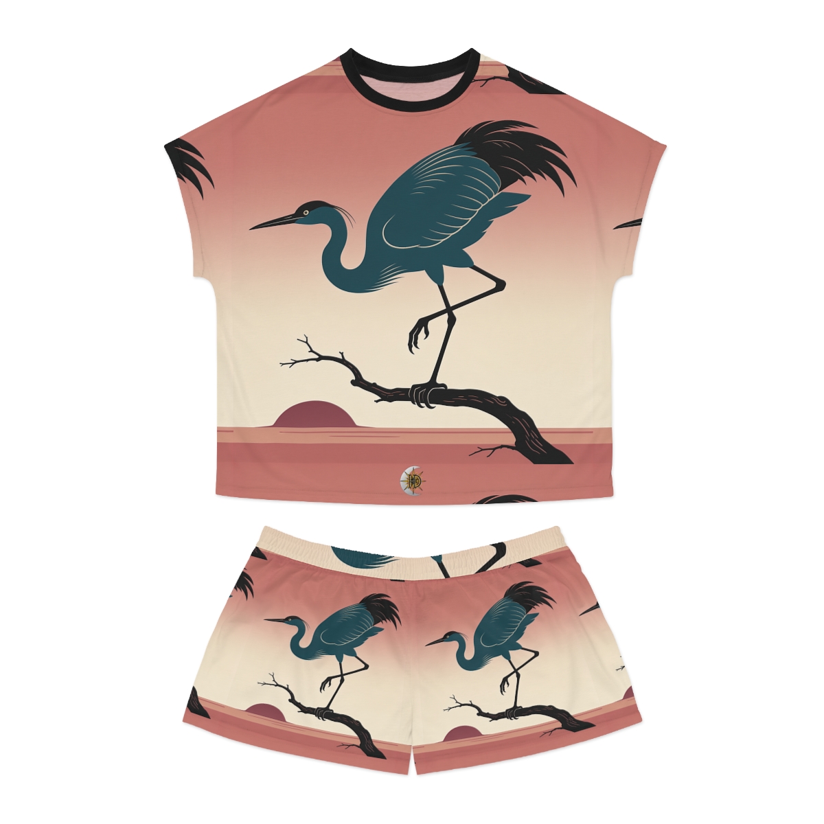HD Twilight Heron Women’s Short Pajama Set