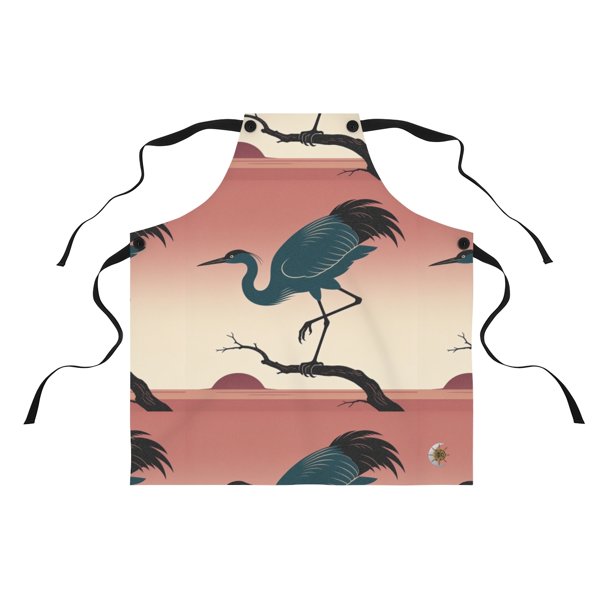 HD Twilight Heron Polyester Kitchen Apron