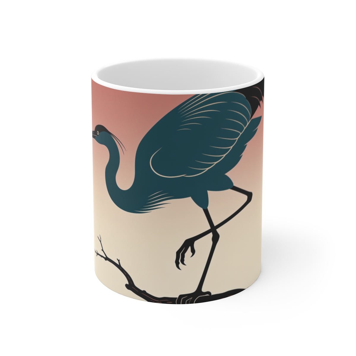 HD Twilight Heron Ceramic Mug 11oz