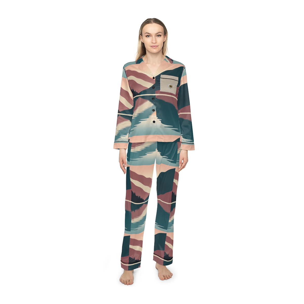 HD Rosewater Valley Women’s Satin Pajama Set, other view.