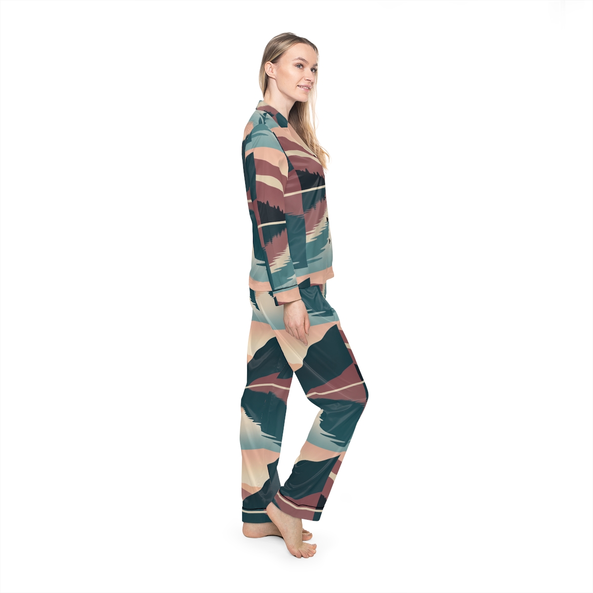 HD Rosewater Valley Women’s Satin Pajama Set, other view.