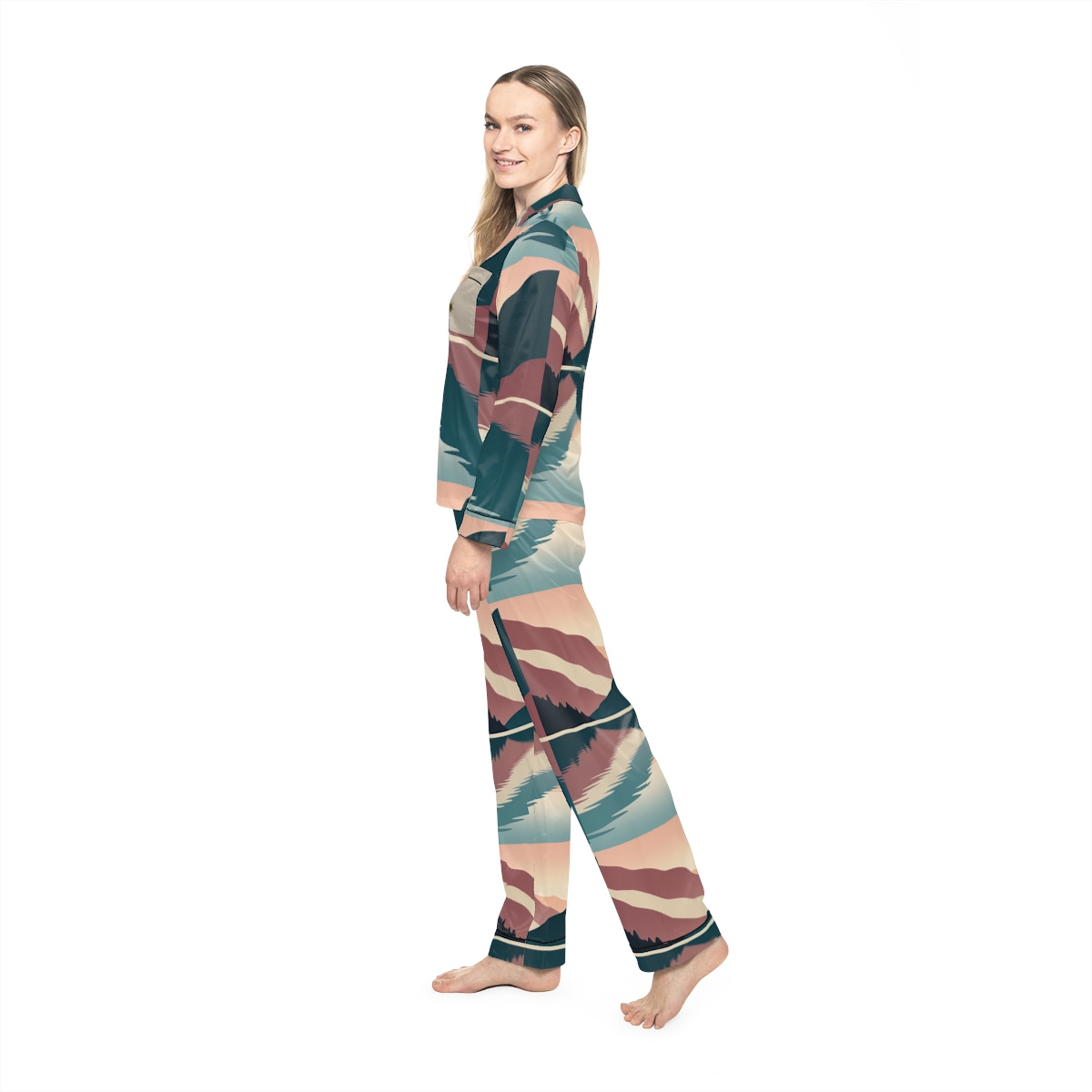 HD Rosewater Valley Women’s Satin Pajama Set, other view.