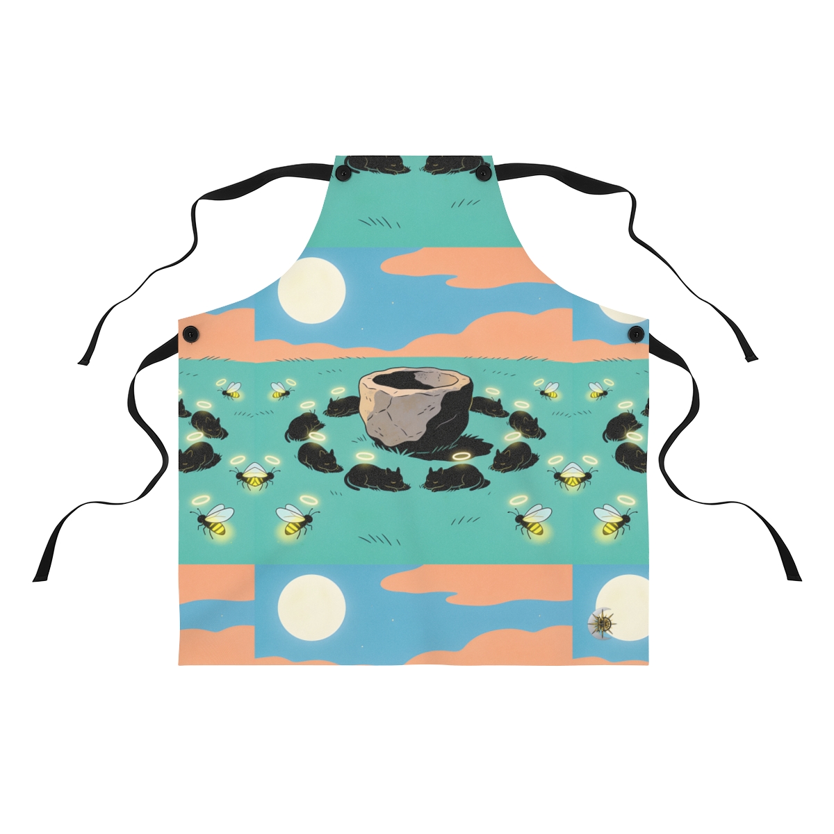 HD Moonhalo Cat Circle Polyester Kitchen Apron