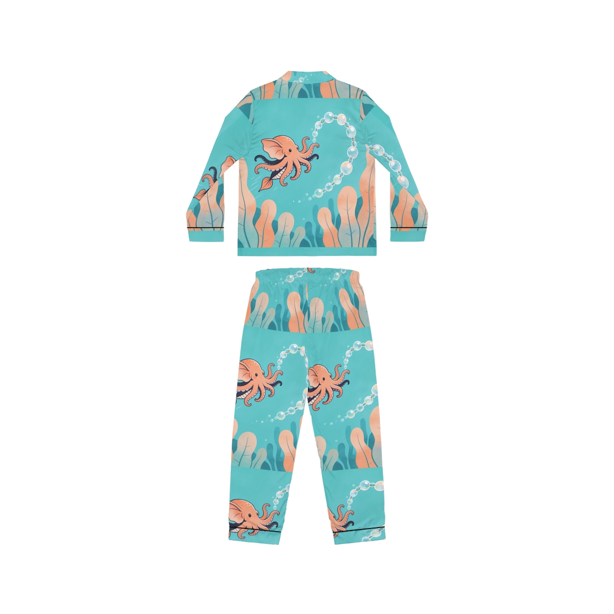 HD Bubbleloop Seafriend Women’s Satin Pajama Set, other view.