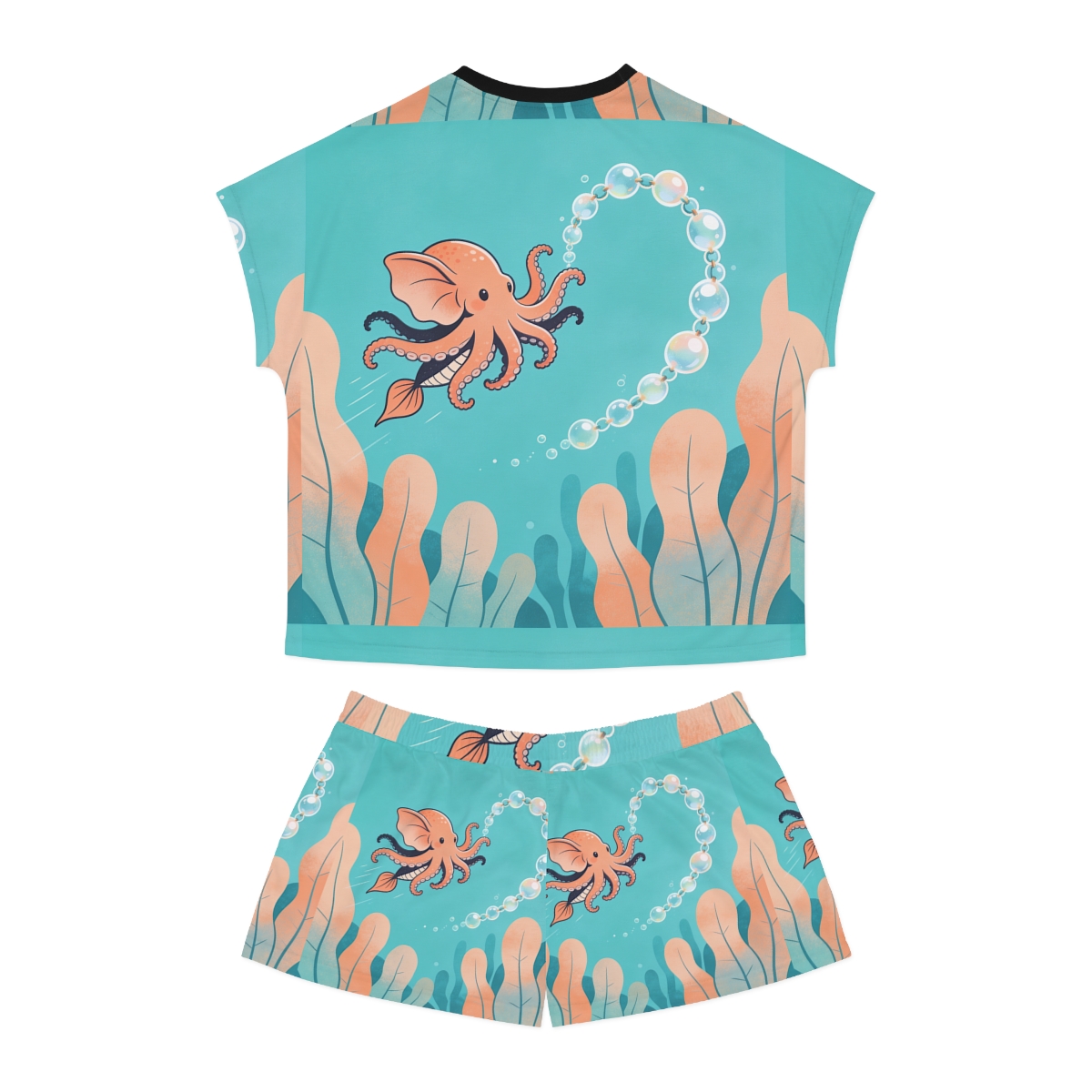 HD Bubbleloop Seafriend Women’s Short Pajama Set, other view.