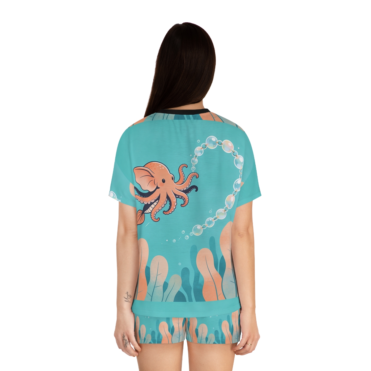 HD Bubbleloop Seafriend Women’s Short Pajama Set, other view.
