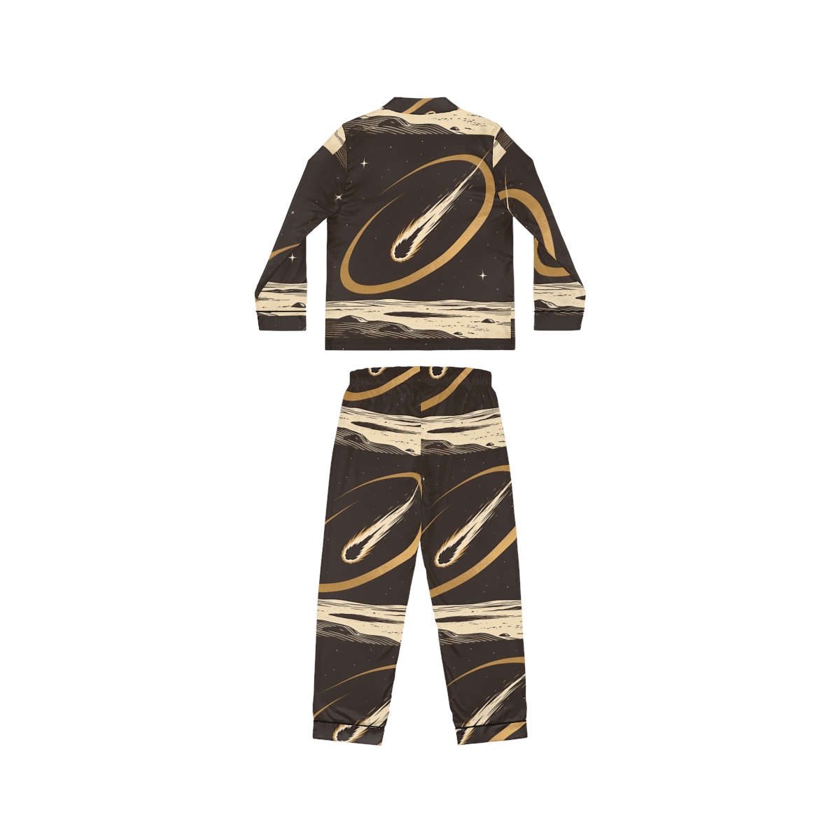 HD Golden Meteor Arc Women’s Satin Pajama Set, other view.