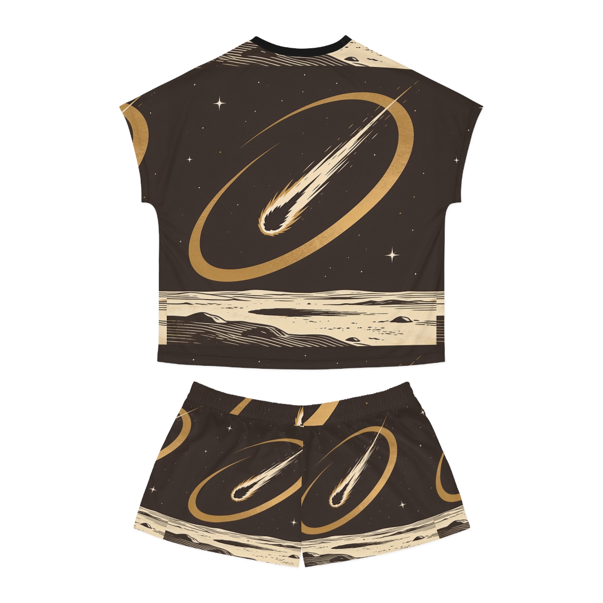 HD Golden Meteor Arc Women’s Short Pajama Set, other view.