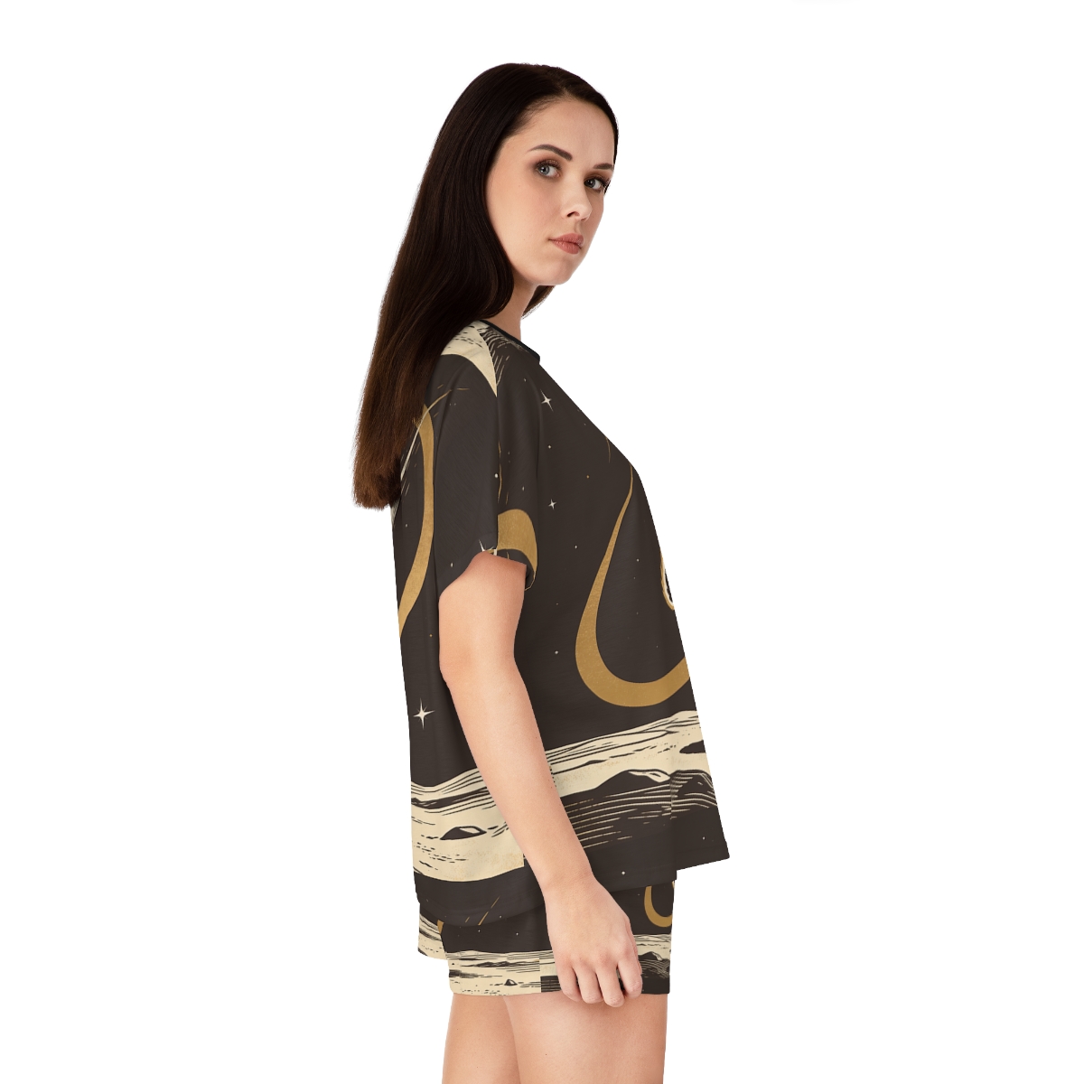 HD Golden Meteor Arc Women’s Short Pajama Set, other view.
