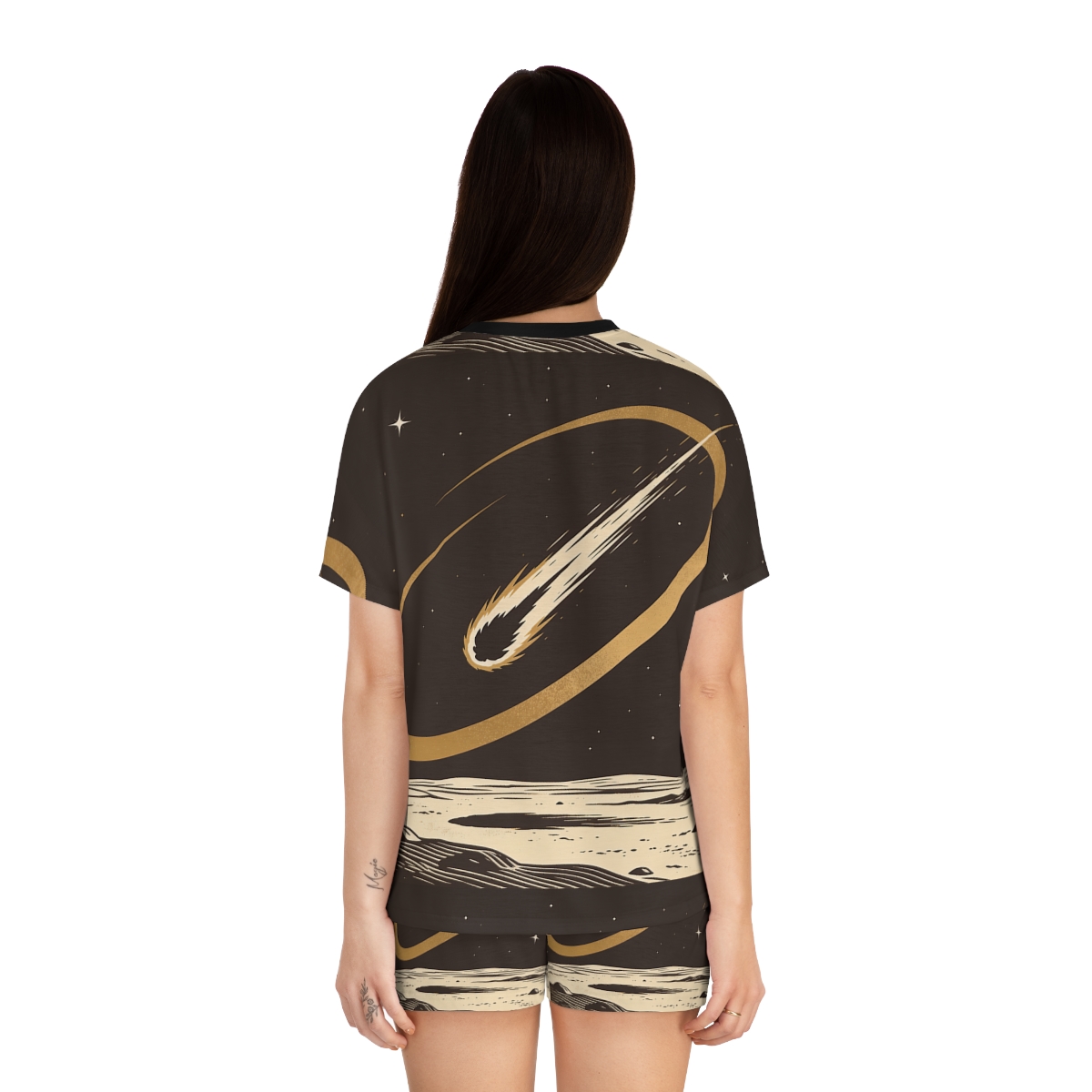 HD Golden Meteor Arc Women’s Short Pajama Set, other view.