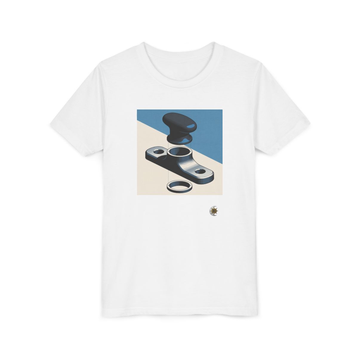 HD Workshop Forms Youth Short Sleeve Tee in White, front view laid flat.