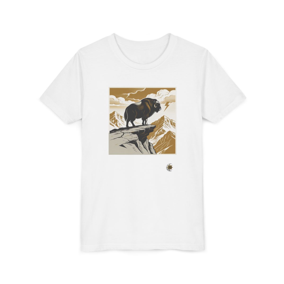 HD Thunder Ridge Youth Short Sleeve Tee in White, front view laid flat.