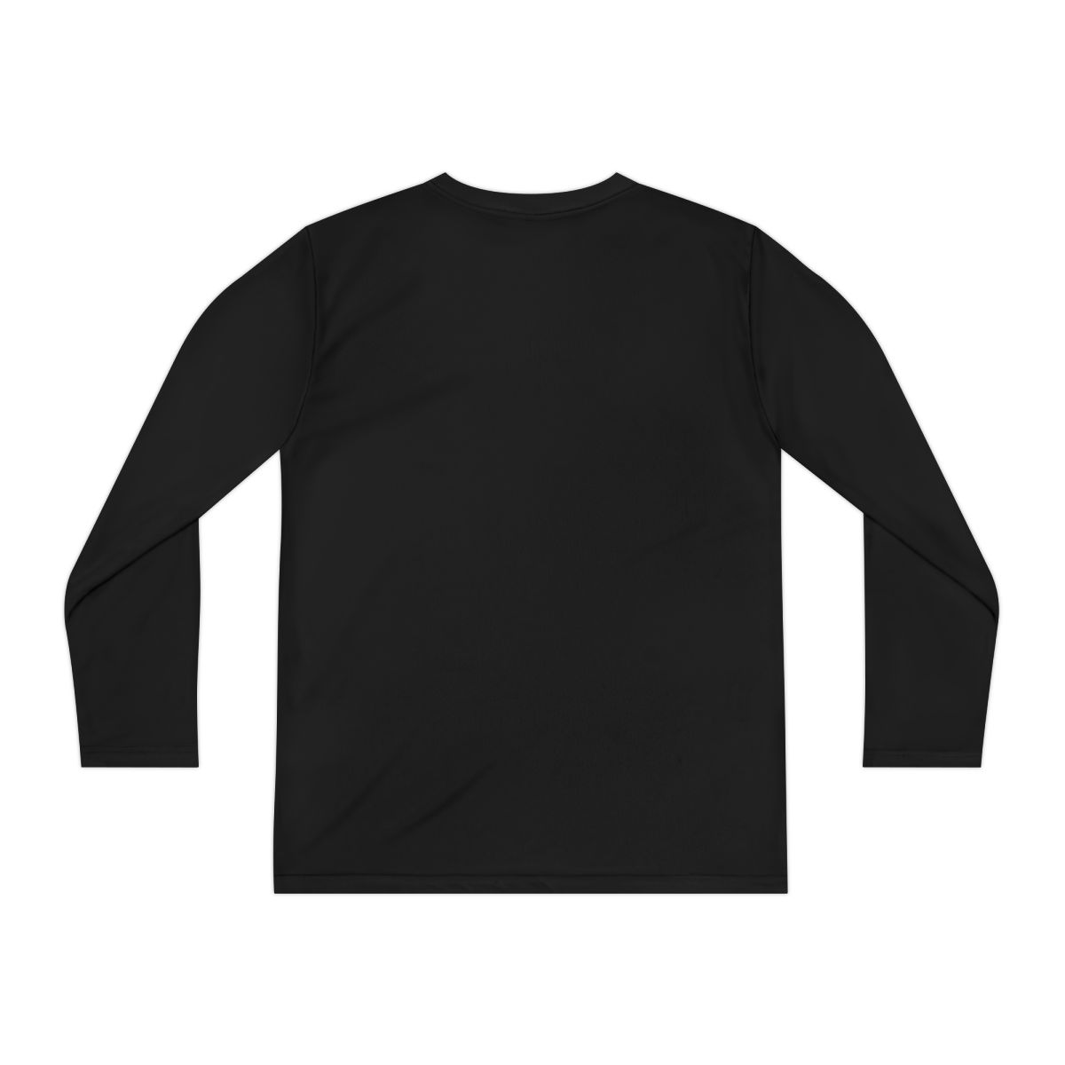 HD Golden Nightwatch Youth Long Sleeve Competitor Tee in Black, back view.