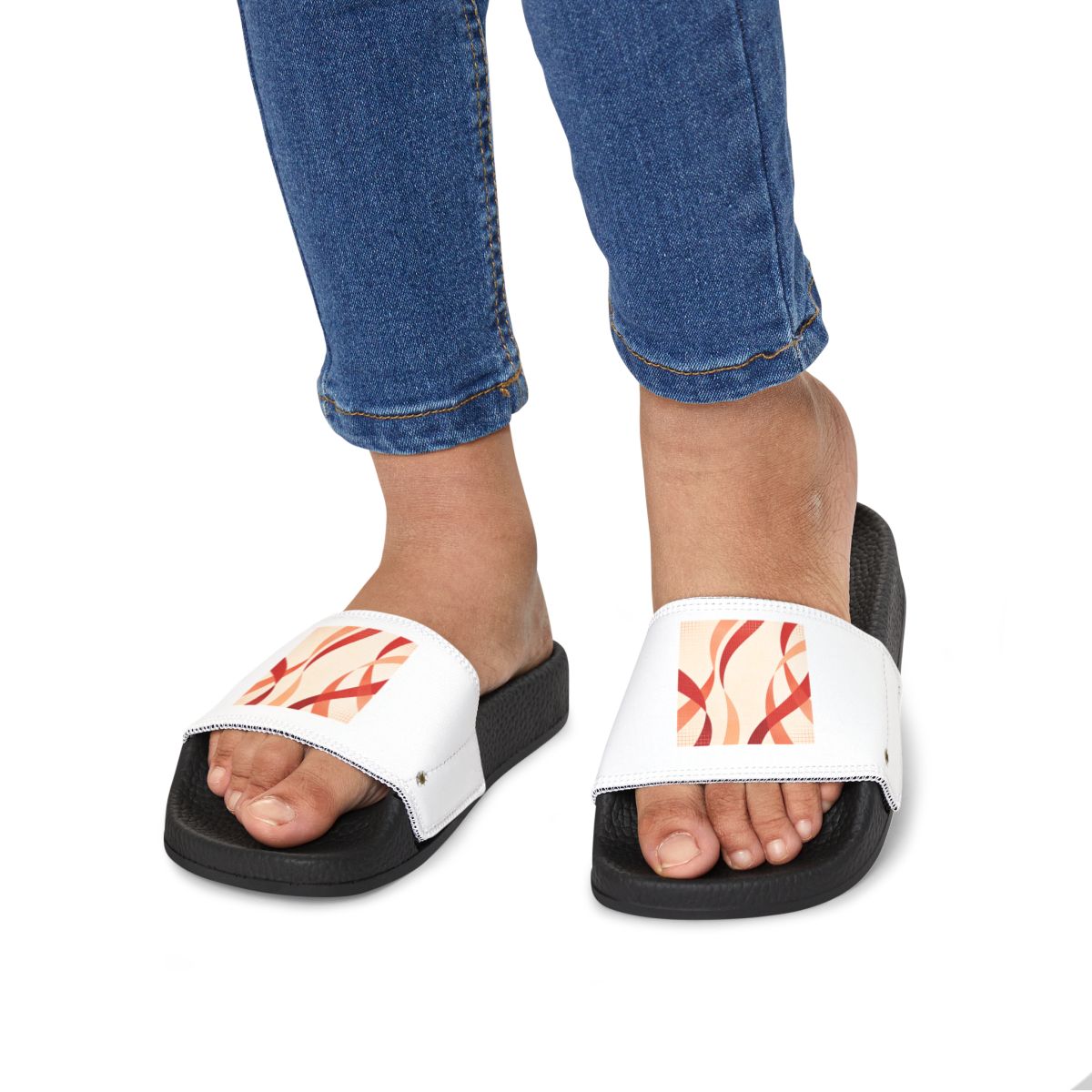 HD Rust Ribbons youth sandals shown worn