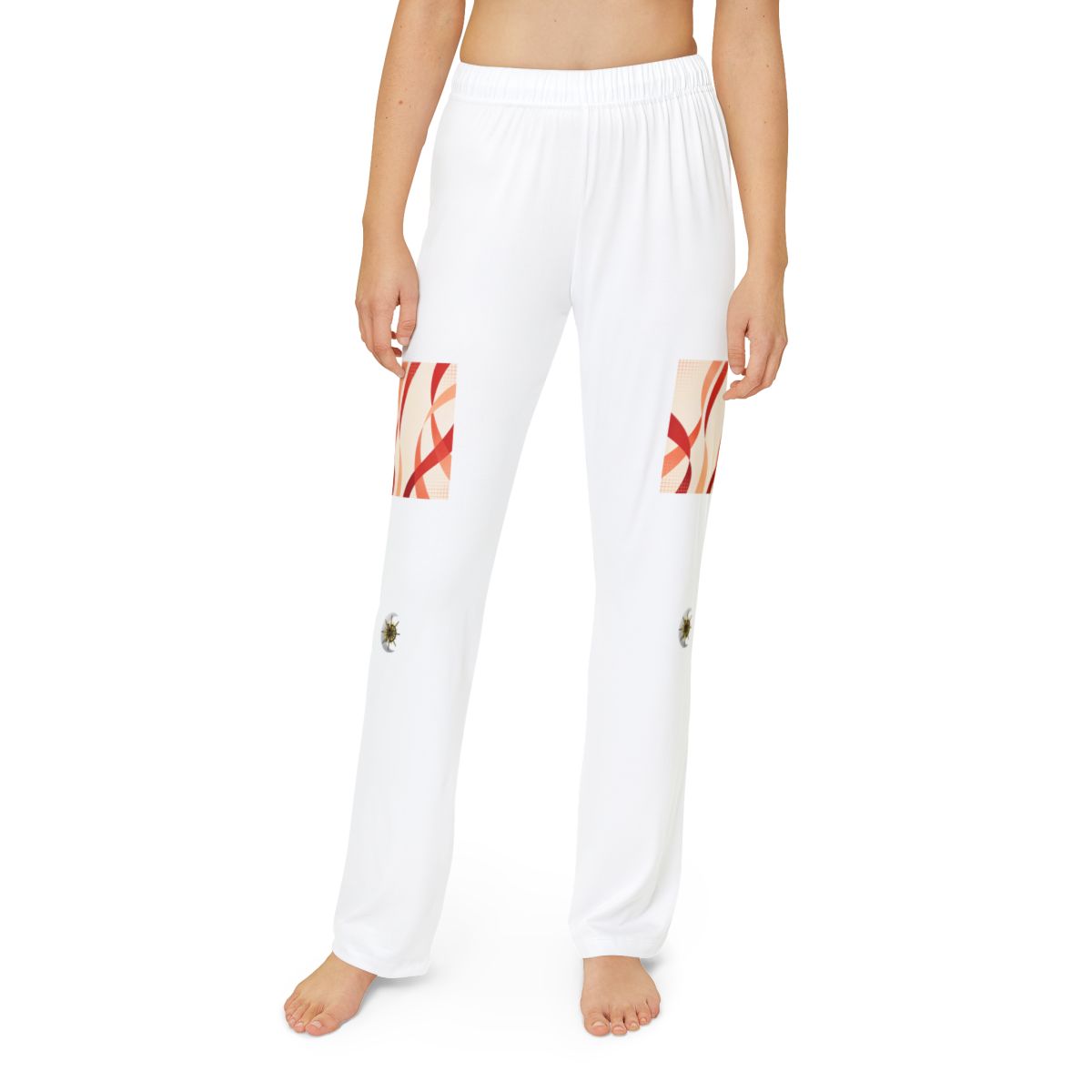HD Rust Ribbons kids lounge pants shown worn from the front