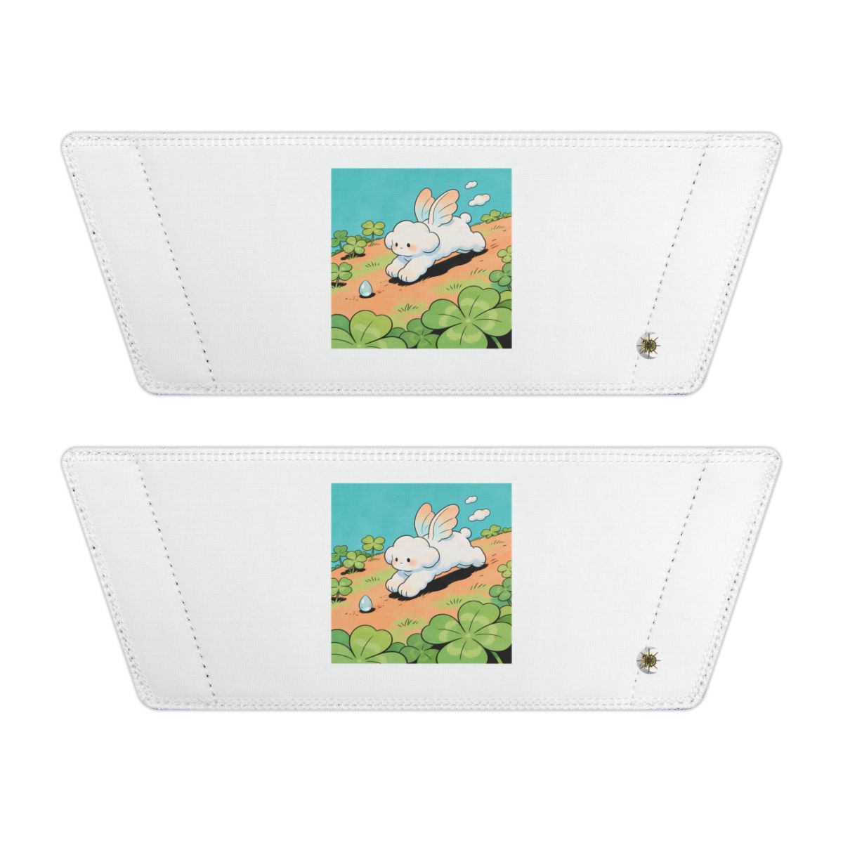 Front of both removable straps with HD Cloud Meadow artwork and separate HD marks