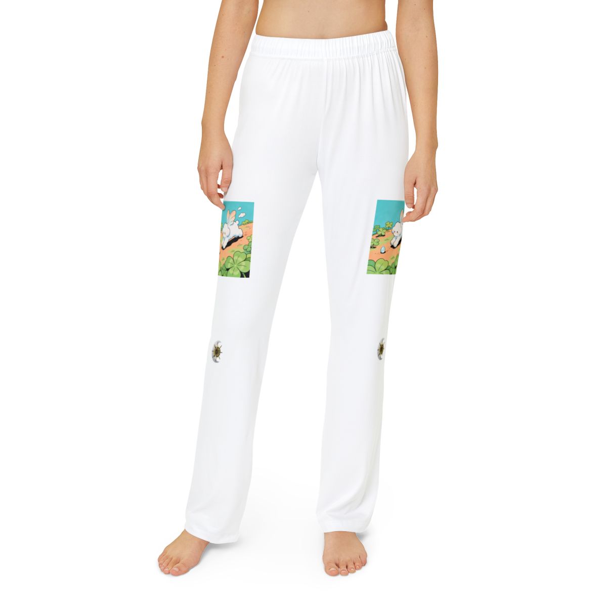 HD Cloud Meadow kids lounge pants shown worn from the front