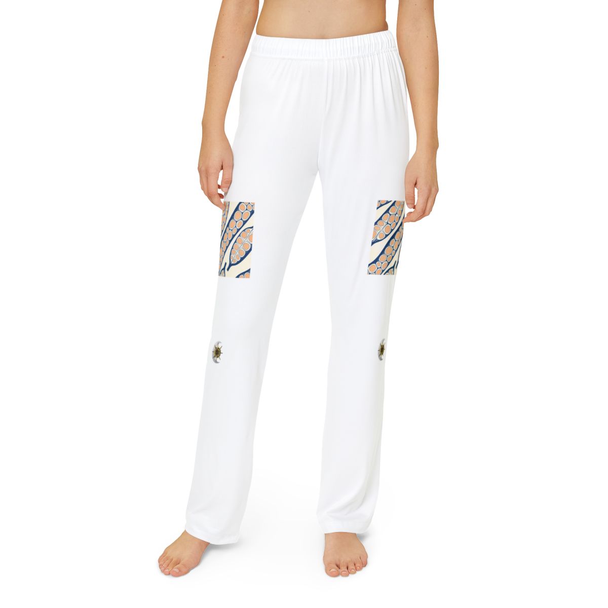 HD Apricot Seedpods kids lounge pants shown worn from the front