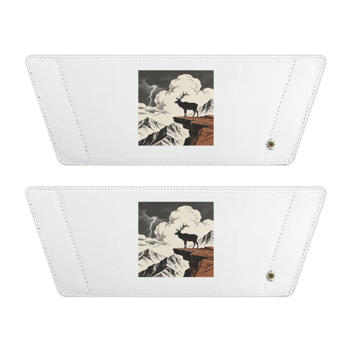 Front of both removable straps with HD Ridge Elk artwork and separate HD marks