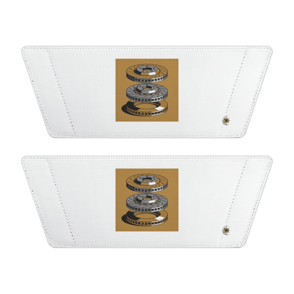 Front of both removable straps with HD Rotor Stack artwork and separate HD marks