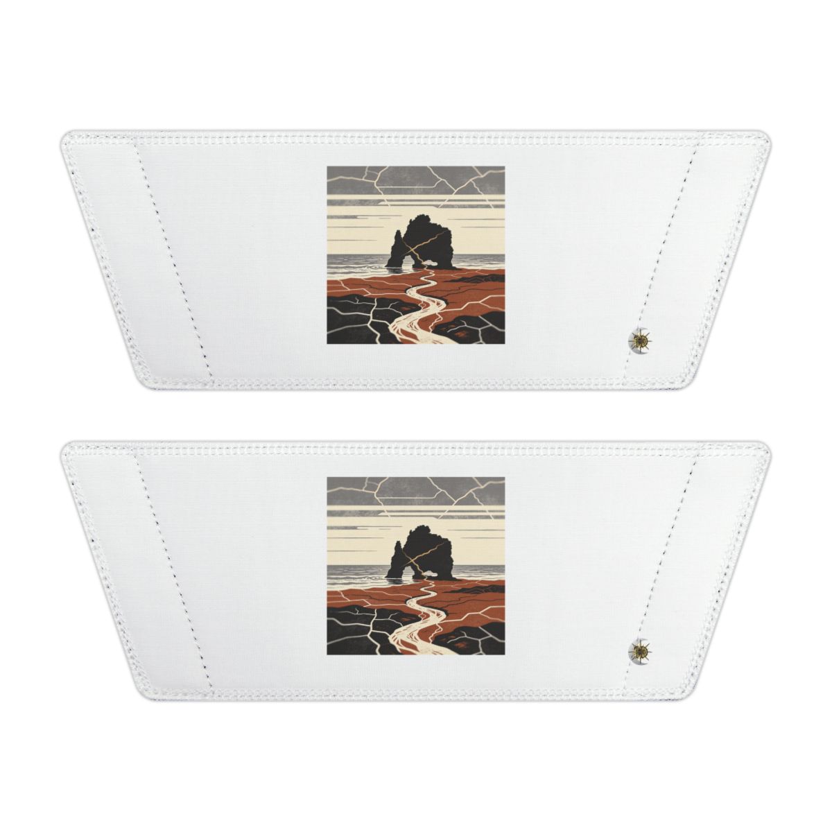 Front of both removable straps with HD Copper Coast Arch artwork and separate HD marks
