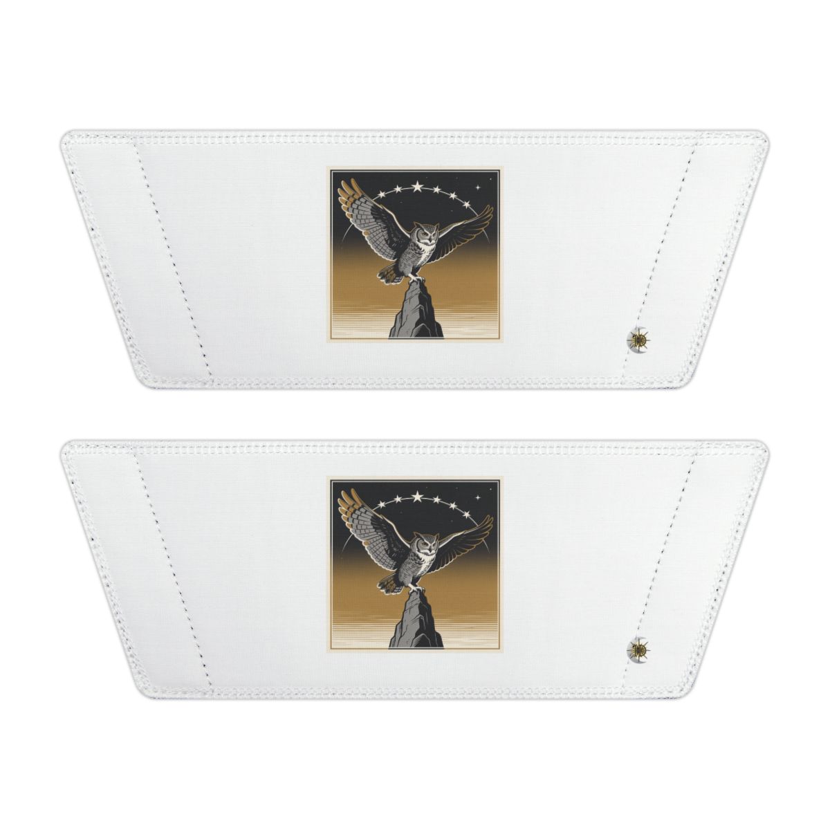 Front of both removable straps with HD Golden Nightwatch artwork and separate HD marks