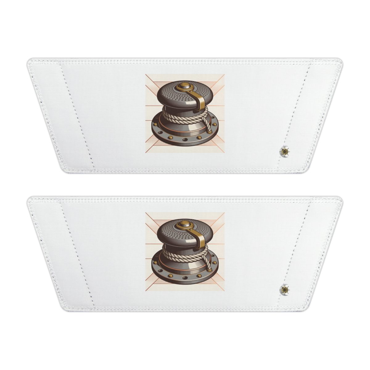 Front of both removable straps with HD Harbor Mechanism artwork and separate HD marks