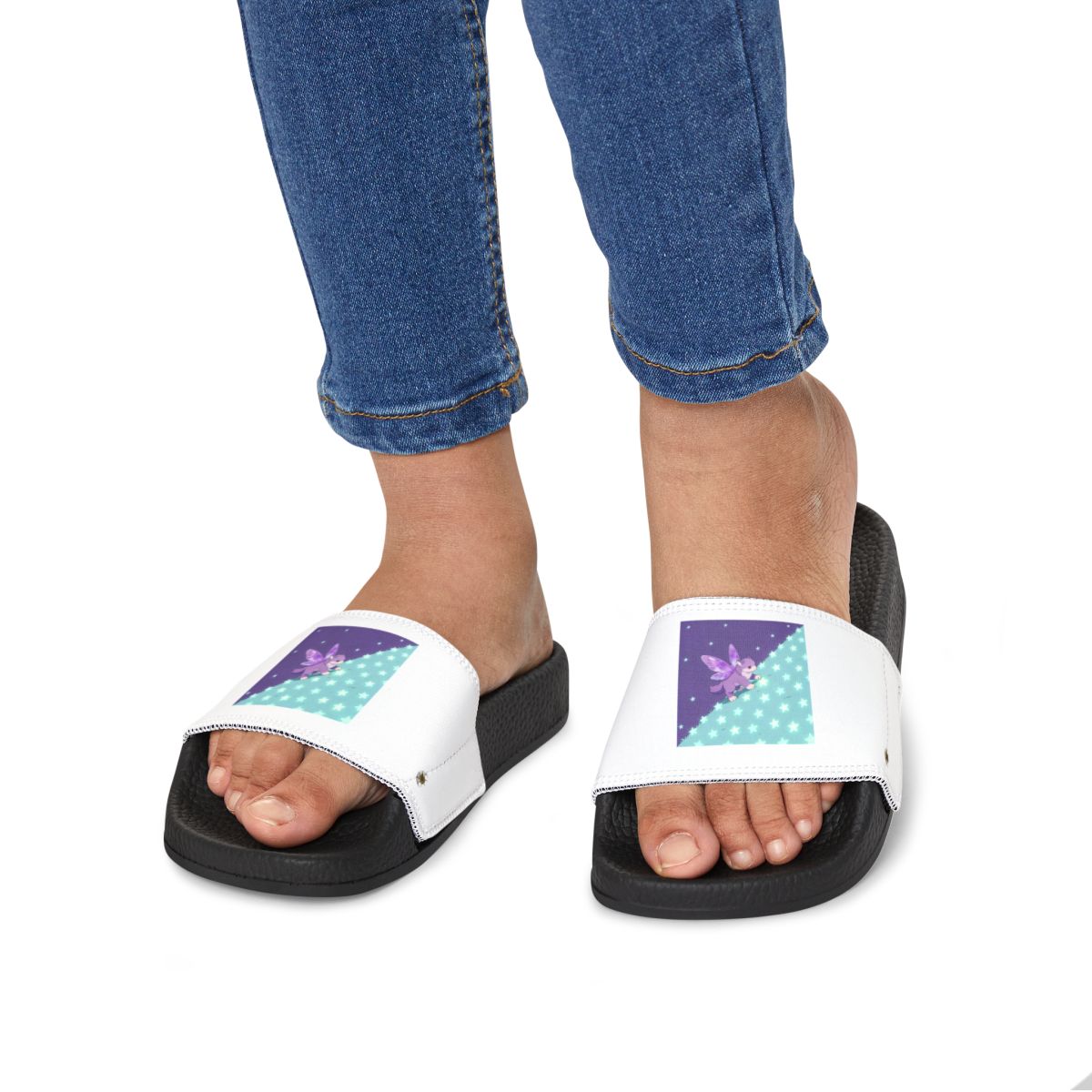 HD Violet Starwanderer youth sandals shown worn