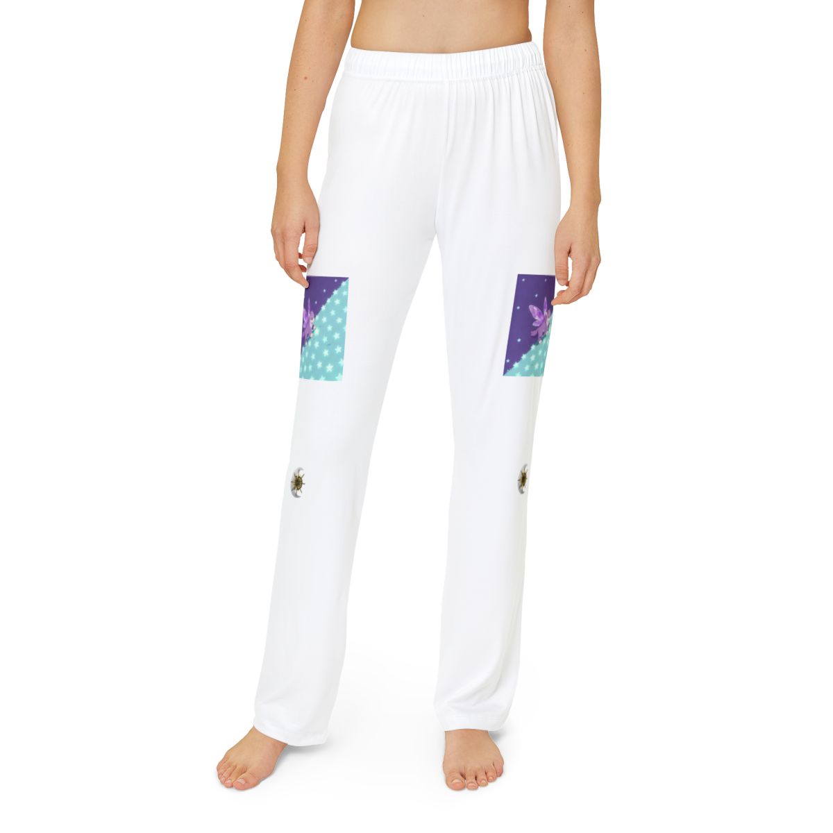 HD Violet Starwanderer kids lounge pants shown worn from the front