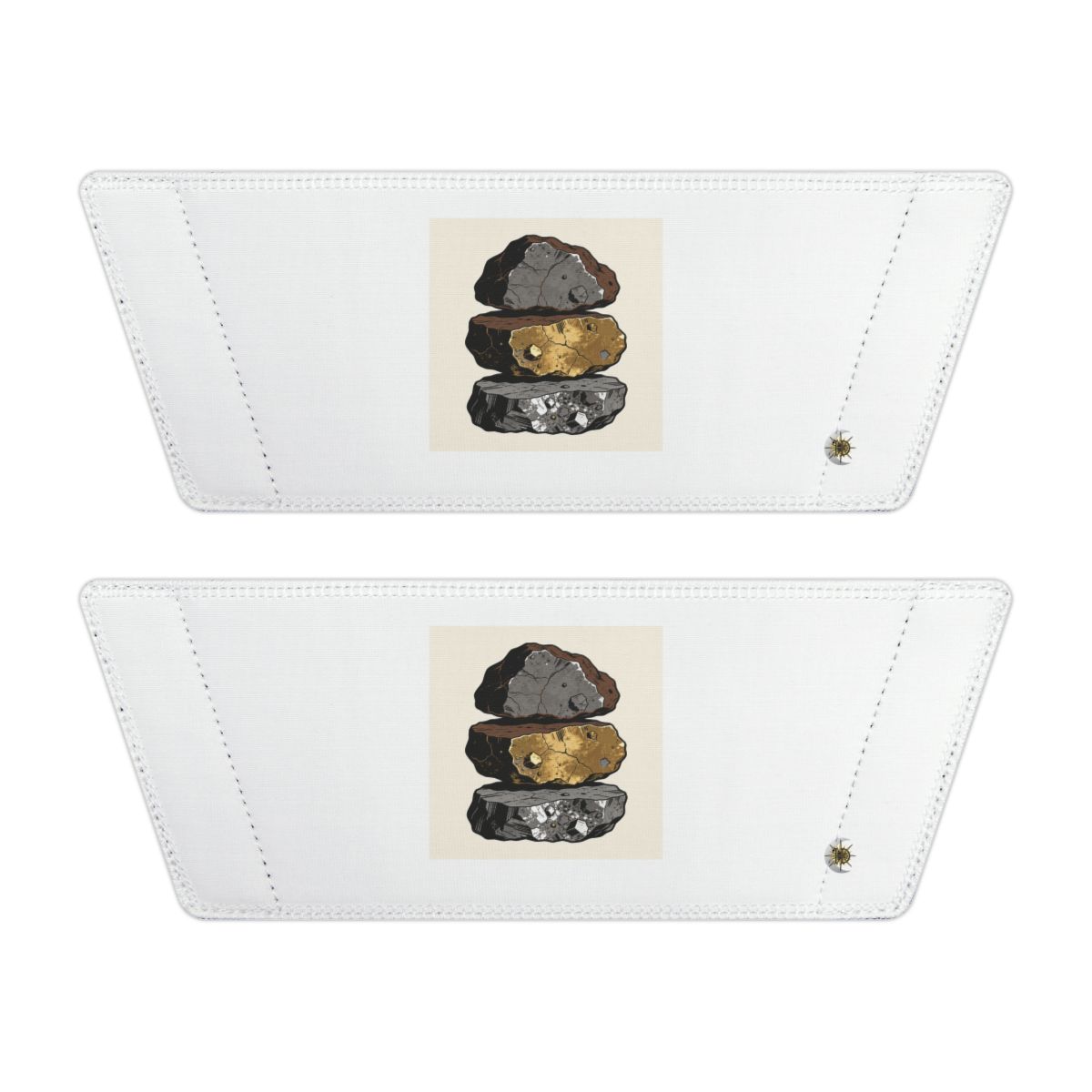 Front of both removable straps with HD Mineral Layers artwork and separate HD marks