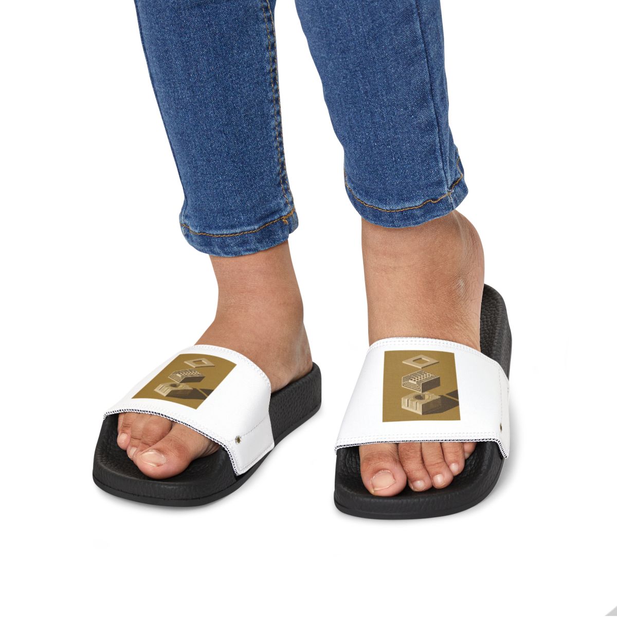 HD Ochre Lattice youth sandals shown worn