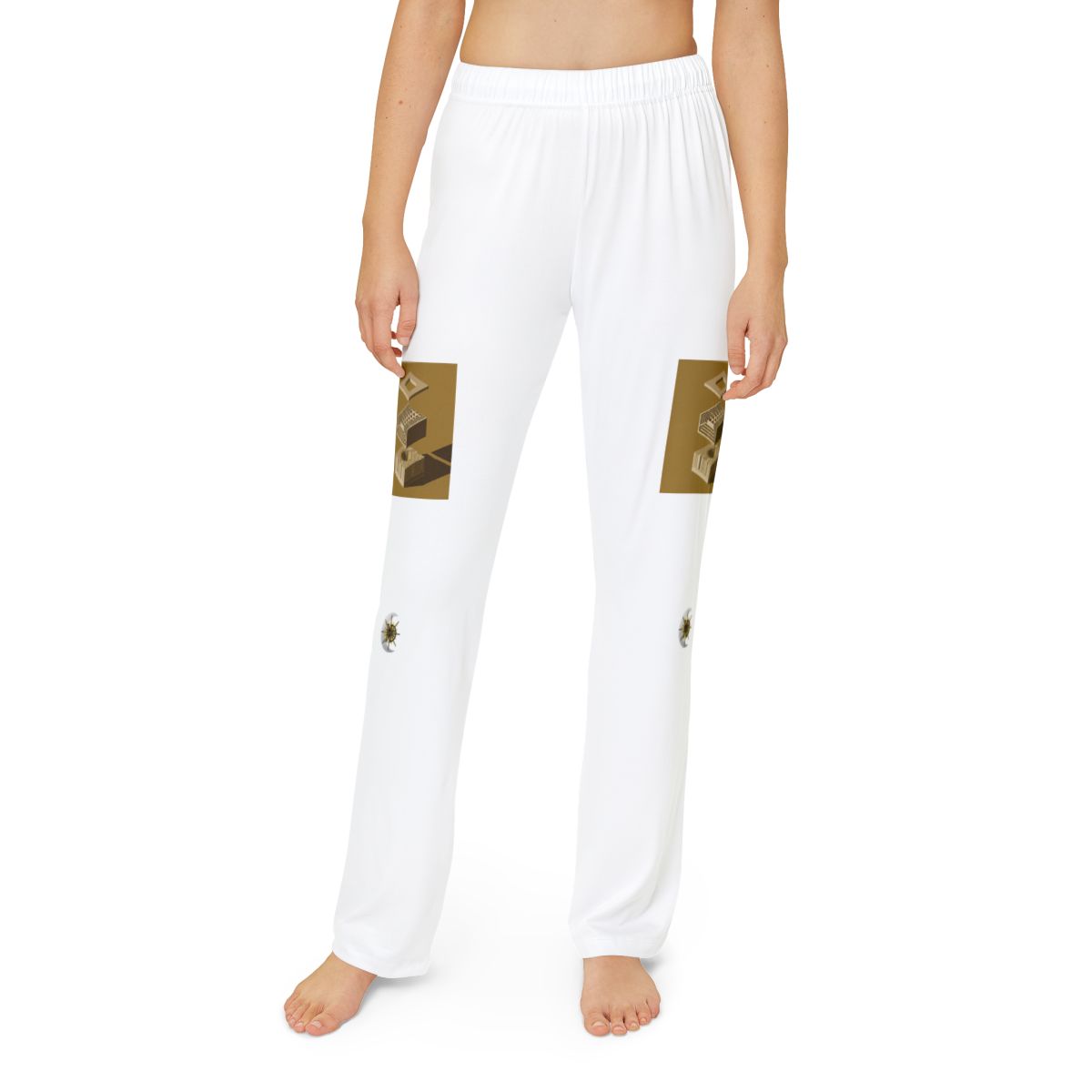 HD Ochre Lattice kids lounge pants shown worn from the front