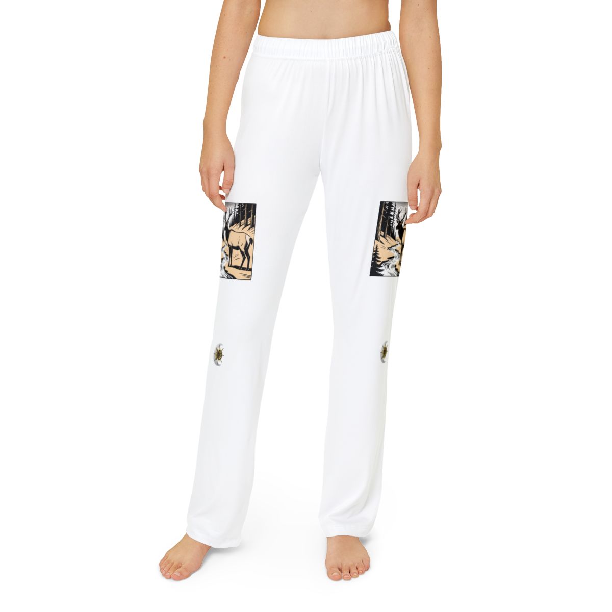 HD Creekside Stag kids lounge pants shown worn from the front